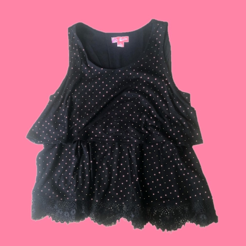 Candie’s Top with Gold and Lace Embellishments